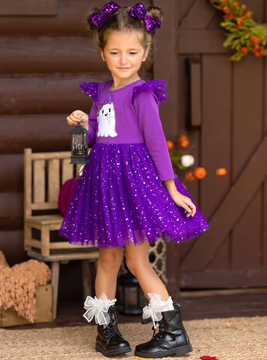 Mia Belle Girls Hey Boo Glitter Tutu Dress