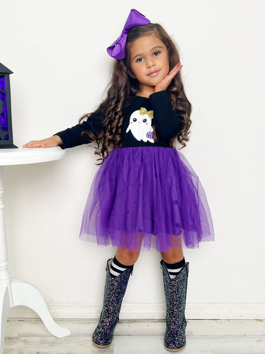 Mia Belle Girls Haunting For Treats Polka Dot Tutu Dress