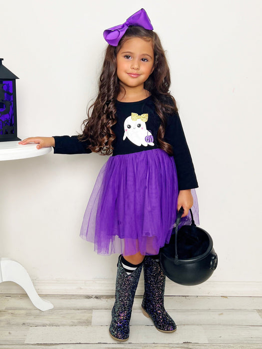 Mia Belle Girls Haunting For Treats Polka Dot Tutu Dress