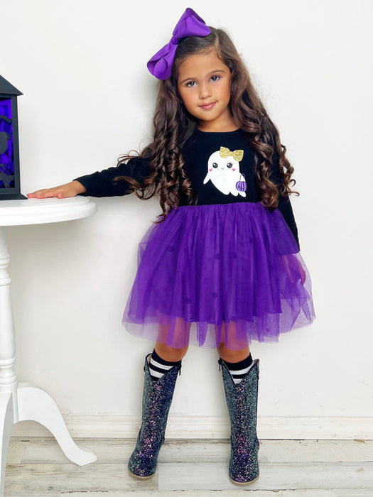 Mia Belle Girls Haunting For Treats Polka Dot Tutu Dress