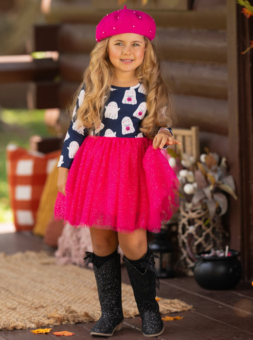 Mia Belle Girls Boo-tiful Twirls Ghost Print Halloween Dress