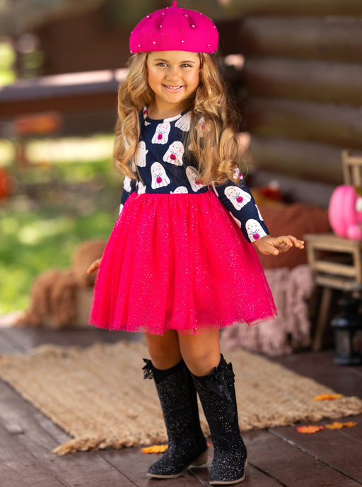 Mia Belle Girls Boo-tiful Twirls Ghost Print Halloween Dress