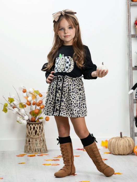 Mia Belle Girls Wild Pump-Queen Leopard Skirt Set