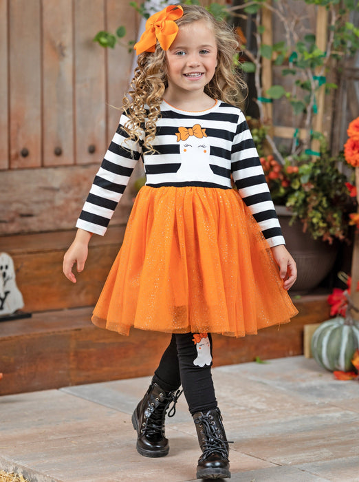 Mia Belle Girls How Do You Boo Striped Tutu Tunic and Legging Set