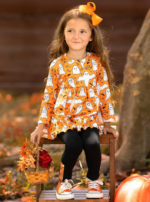 Mia Belle Girls Fun-tastic Flying Ghosts Halloween Legging Set