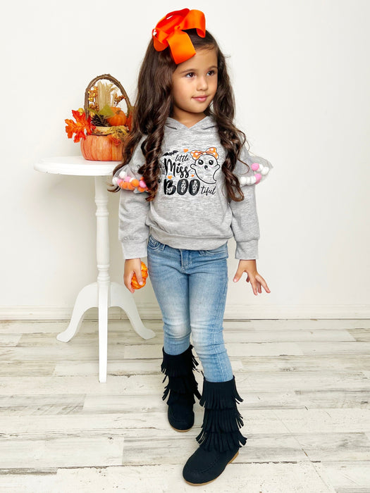 Mia Belle Girls Little Miss Boo-tiful Long Sleeve Hooded Top