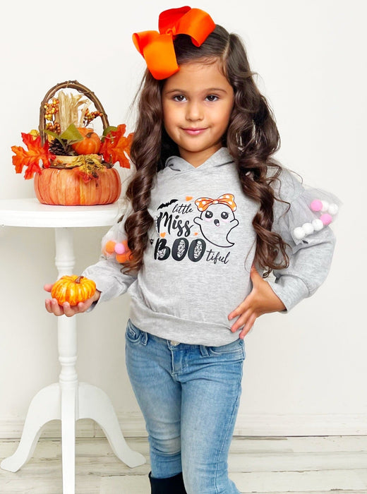 Mia Belle Girls Little Miss Boo-tiful Long Sleeve Hooded Top