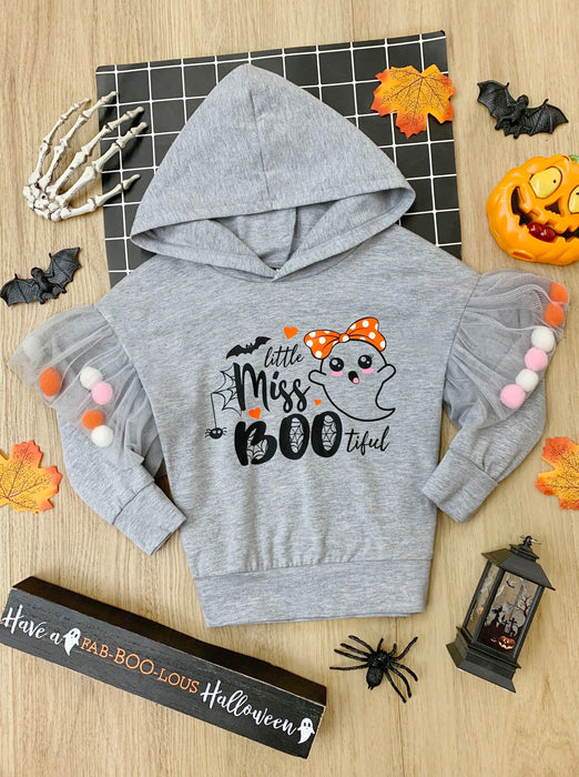 Mia Belle Girls Little Miss Boo-tiful Long Sleeve Hooded Top