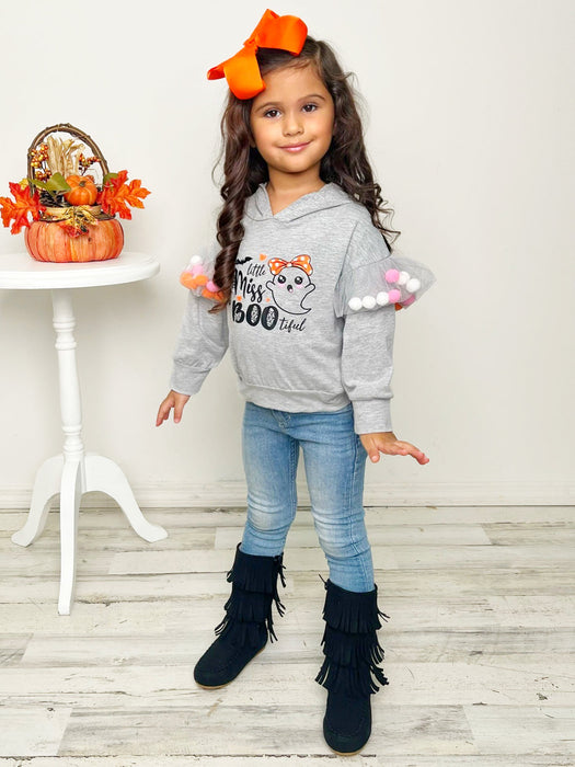 Mia Belle Girls Little Miss Boo-tiful Long Sleeve Hooded Top