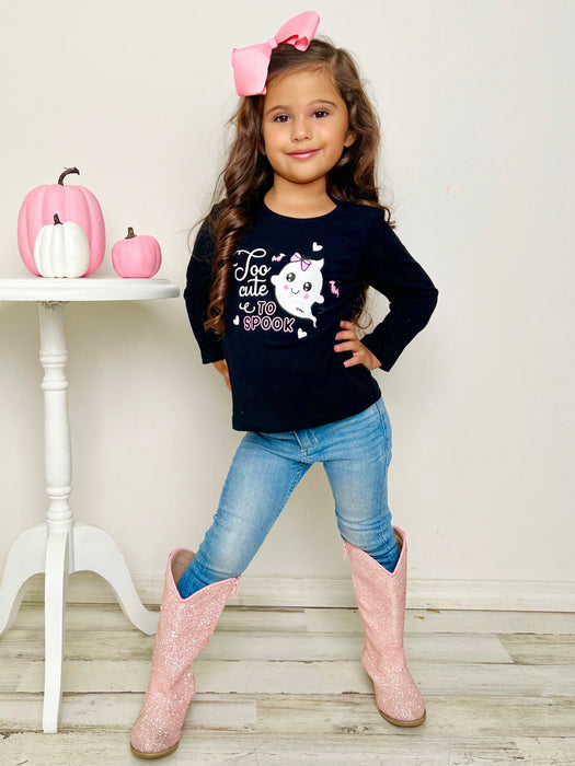 Mia Belle Girls Too Cute To Spook Long Sleeve Top