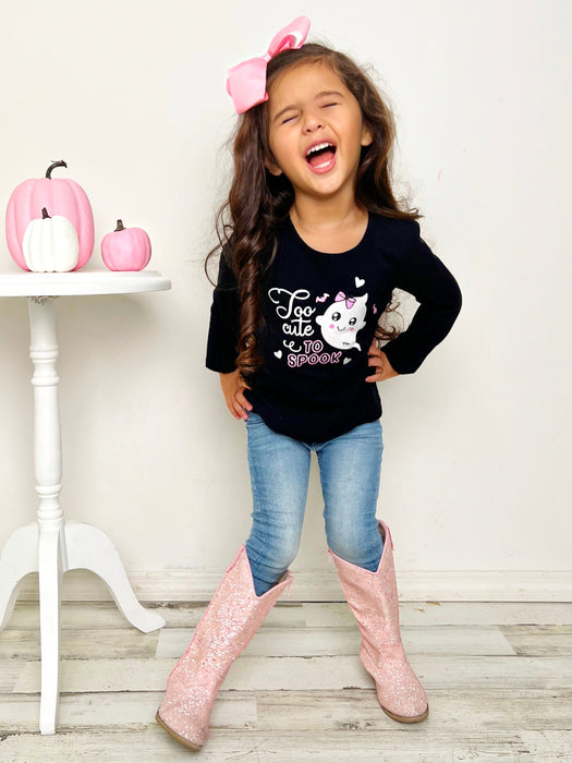 Mia Belle Girls Too Cute To Spook Long Sleeve Top