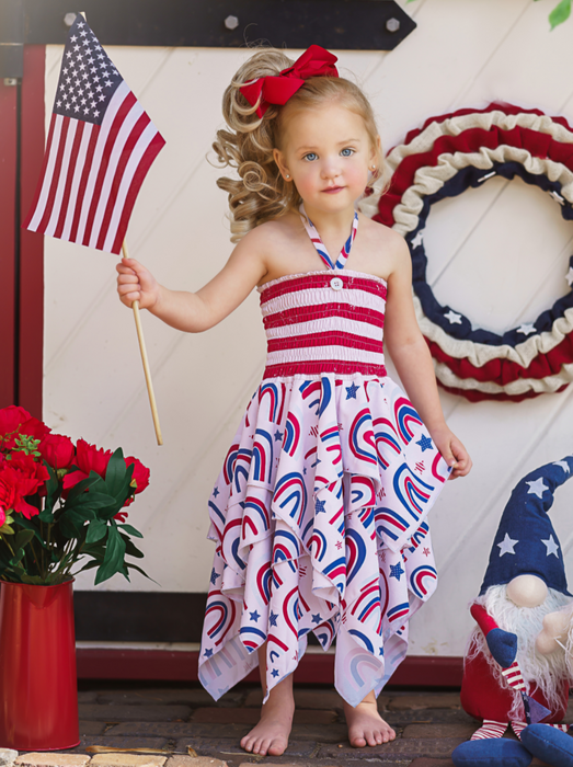 Mia Belle Girls USA Celebration Handkerchief Dress