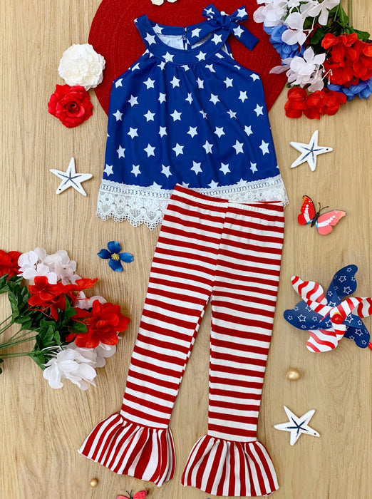 Mia Belle Girls Star Spangled Sweetheart Bell Bottom Set