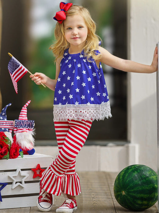 Mia Belle Girls Star Spangled Sweetheart Bell Bottom Set