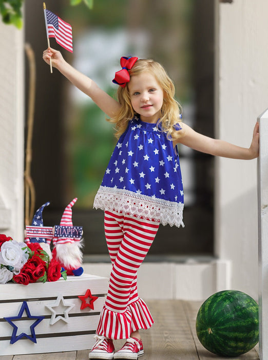 Mia Belle Girls Star Spangled Sweetheart Bell Bottom Set