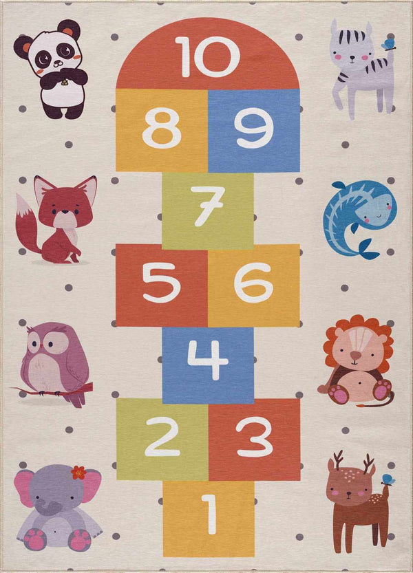 Hauteloom Lundy Washable Kids Hopscotch Colorful Rug