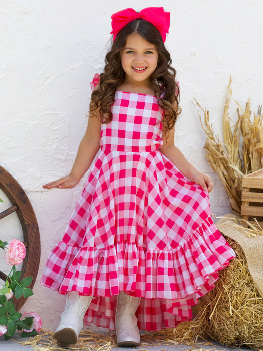 Mia Belle Girls Summertime Picnic Hi Lo Ruffle Dress