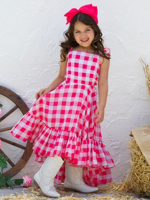 Mia Belle Girls Summertime Picnic Hi Lo Ruffle Dress