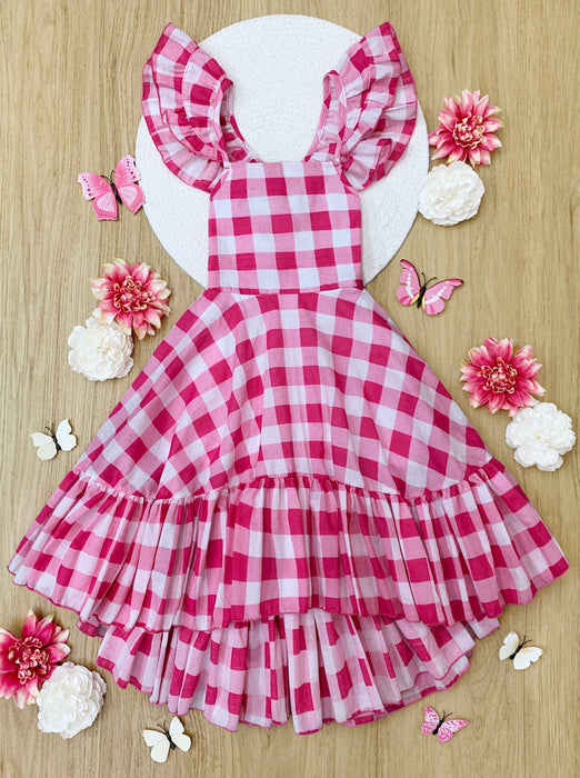 Mia Belle Girls Summertime Picnic Hi Lo Ruffle Dress