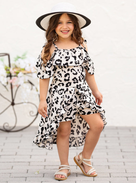 Mia Belle Girls Roaring For Spring Leopard Print Romper Dress