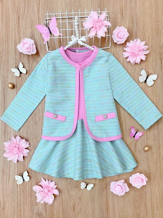 Mia Belle Girls Classy Cutie Drop Waist Dress and Blazer Set