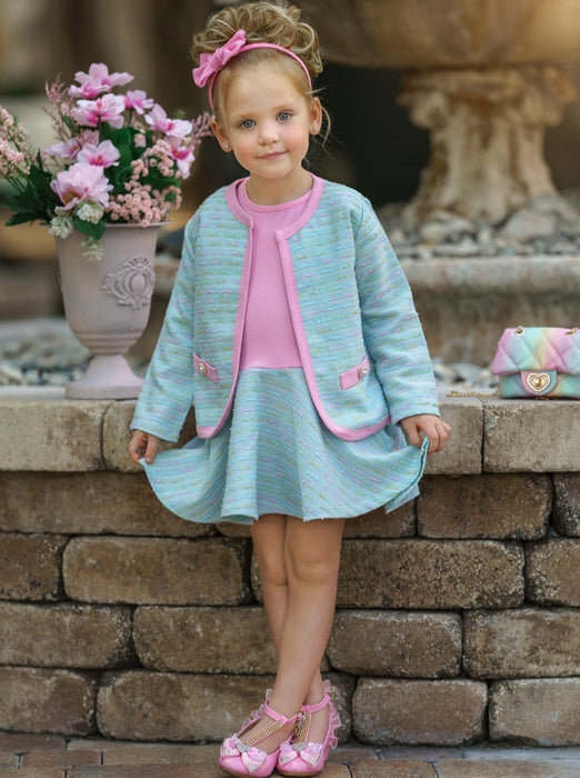 Mia Belle Girls Classy Cutie Drop Waist Dress and Blazer Set