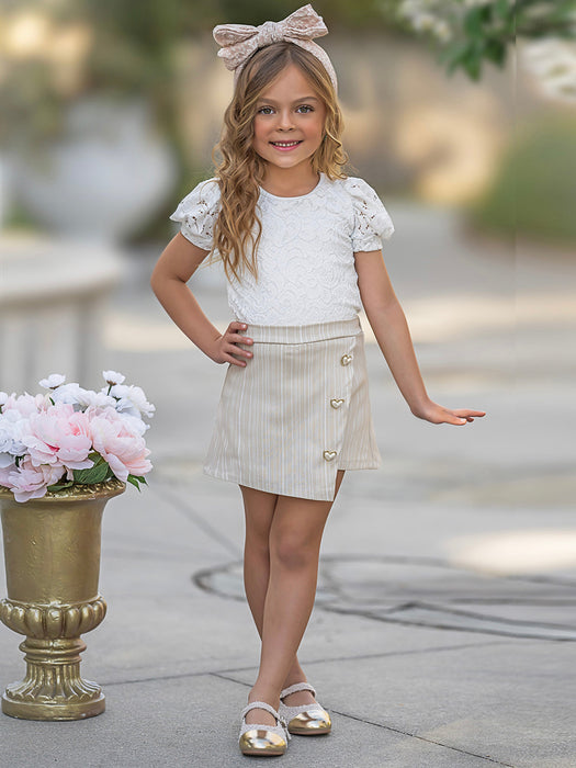 Mia Belle Girls Forever In Style Lace Top and Skort Set