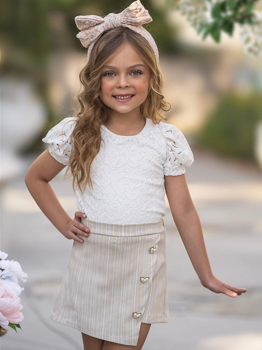 Mia Belle Girls Forever In Style Lace Top and Skort Set
