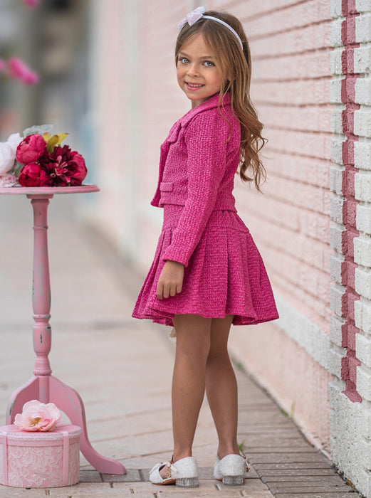 Mia Belle Girls Power Posing Pink Blazer and Pleated Skirt Set