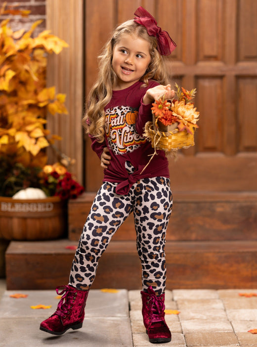 Mia Belle Girls Fall Vibes Leopard Legging Set