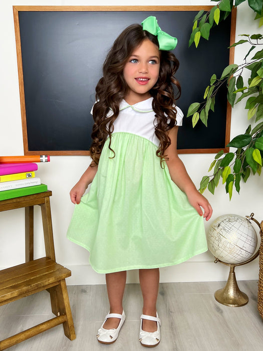 Mia Belle Girls Green Glam Polka Dot A-Line Dress by Kids Couture