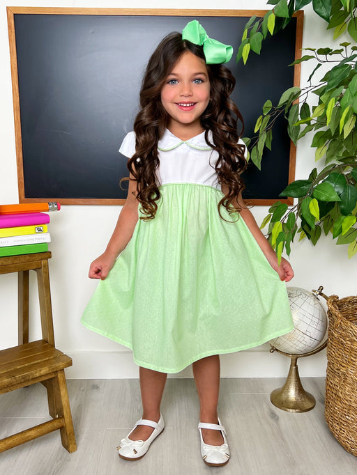 Mia Belle Girls Green Glam Polka Dot A-Line Dress by Kids Couture