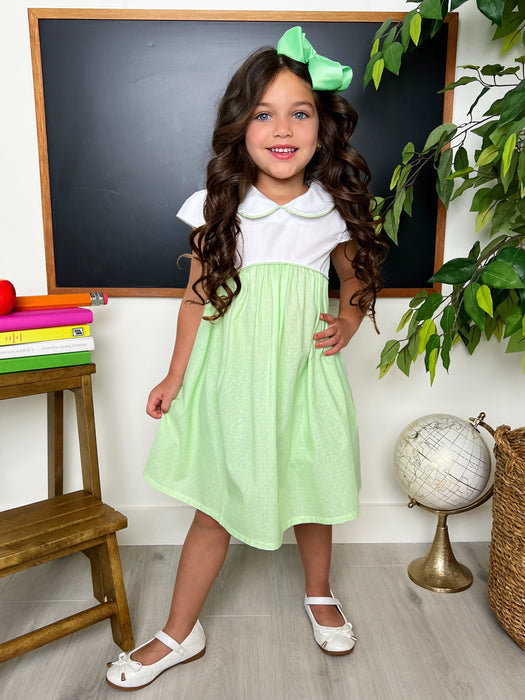 Mia Belle Girls Green Glam Polka Dot A-Line Dress by Kids Couture