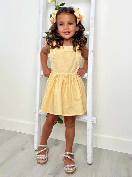 Mia Belle Girls Sunny Yellow Polka Dot Mini Dress by Kids Couture