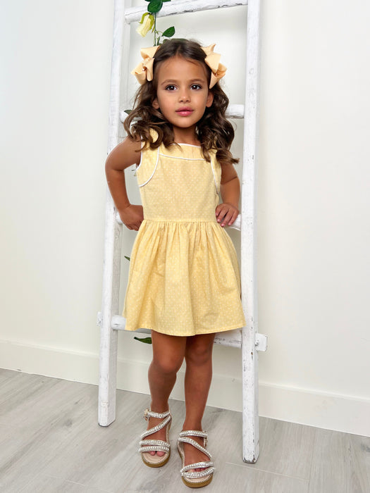 Mia Belle Girls Sunny Yellow Polka Dot Mini Dress by Kids Couture