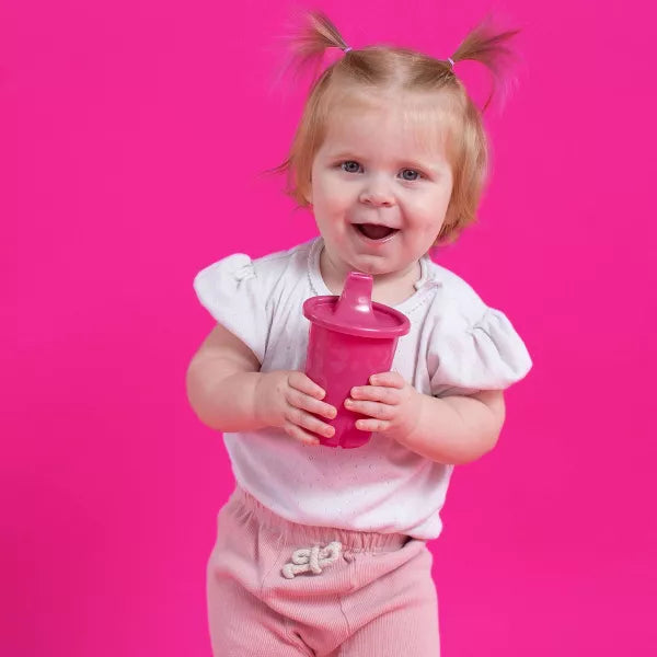 The First Years GreenGrown Reusable Spill-Proof Sippy Cups, Pink/Teal