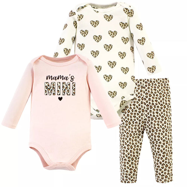 Hudson Baby Cotton Bodysuit and Pant Set, Leopard Hearts