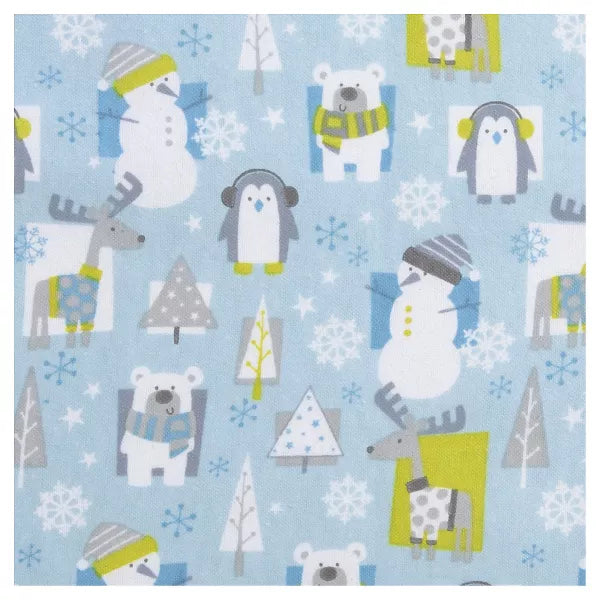 Trend Lab Snow Pals Blue Deluxe Flannel Fitted Crib Sheet