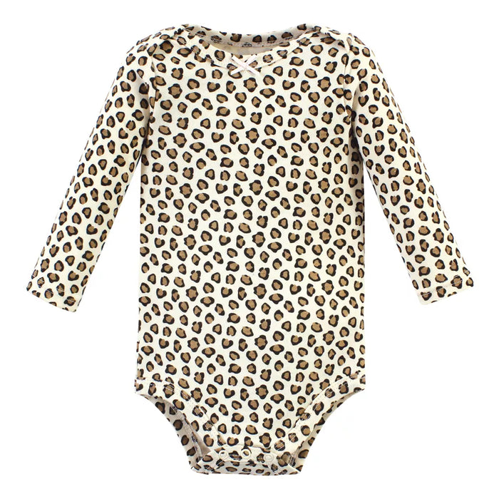 Hudson Baby Cotton Long-Sleeve Bodysuits, Leopard Hearts, 3-Pack