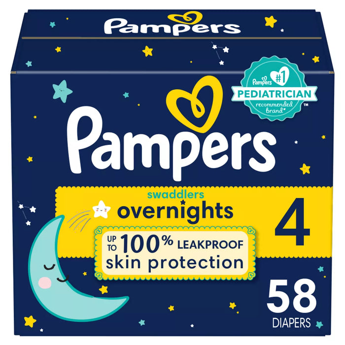 Pampers Swaddlers Overnight Diapers Size 4 58 Count