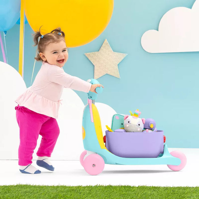 Skip Hop Kids' 3-in-1 Ride On Scooter and Wagon Toy - Unicorn