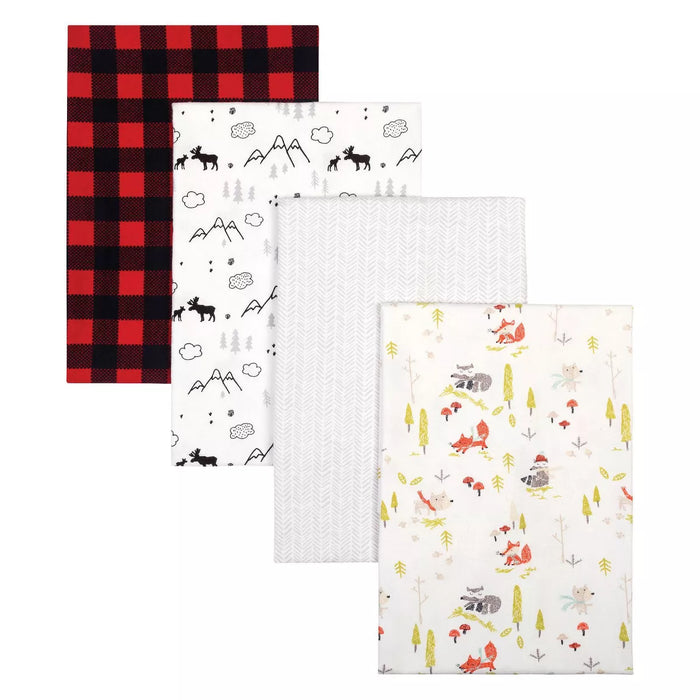 Trend Lab Buffalo Check Woodland 4 Pack Flannel Receiving Blankets