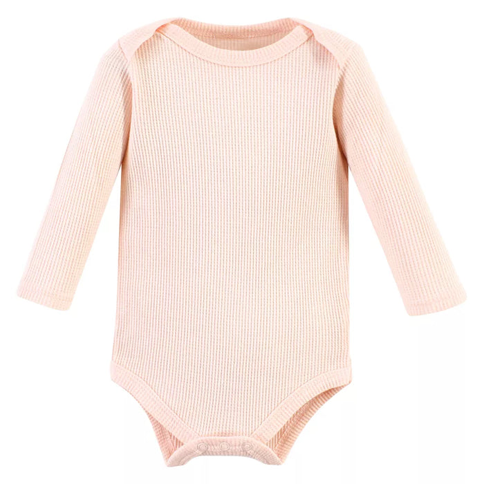 Hudson Baby Thermal Long Sleeve Bodysuits, Soft Pink Sage Rose, 5-Pack