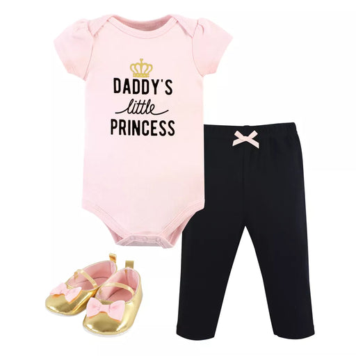 Hudson Baby Cotton Bodysuit, Pant and Shoe Set, Daddys Little Princess