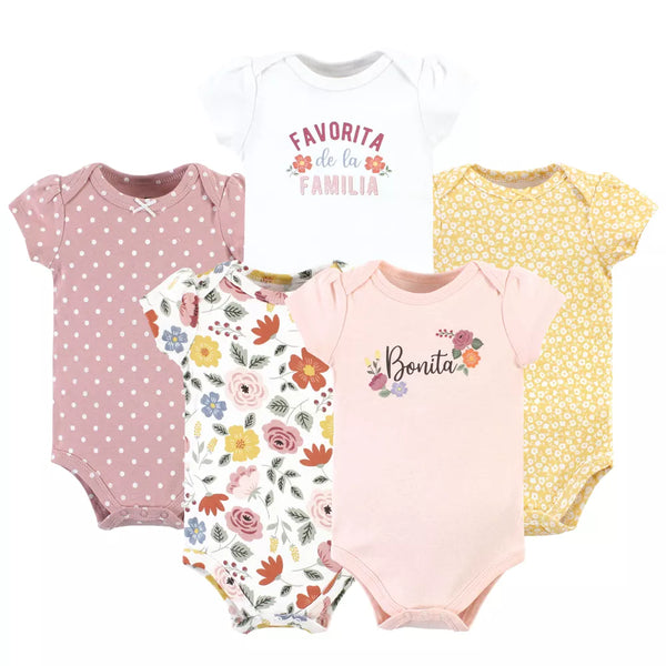 Hudson Baby Cotton Bodysuits, Bonita 5 Pack