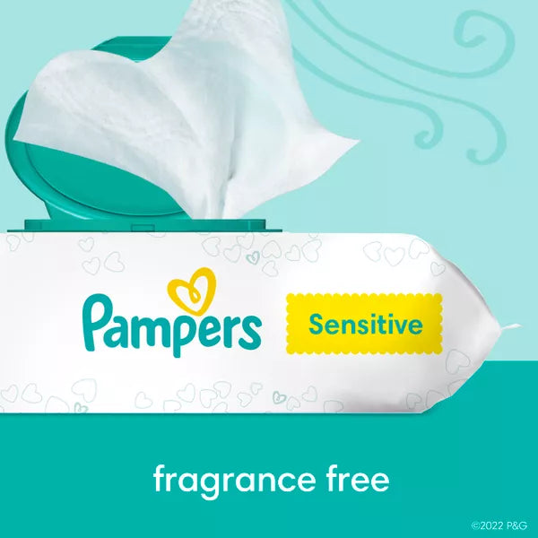 Pampers Baby Wipes Sensitive Perfume Free 1X Pop-Top Pack 84 Count