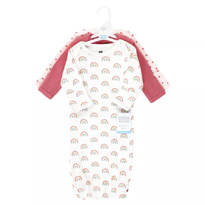 Hudson Baby Thermal Gown 3 Pack, Creative Rainbows