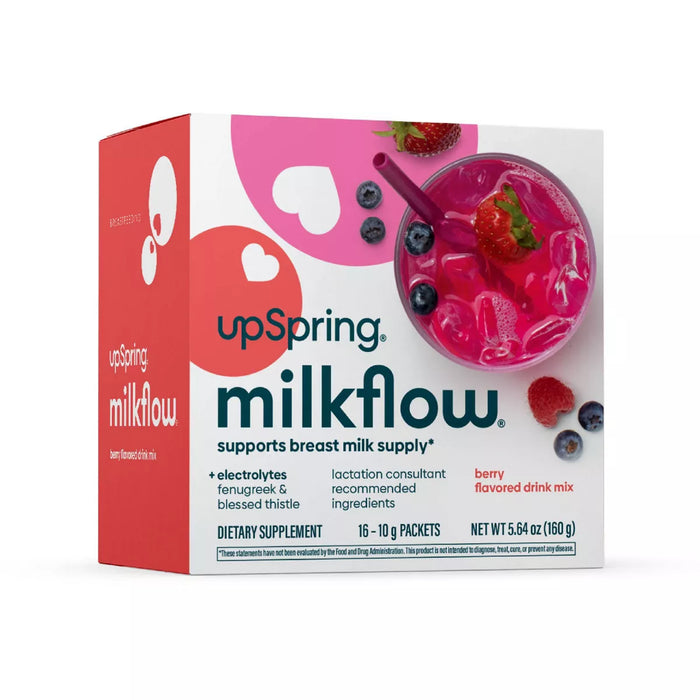 UpSpring MilkFlow Drink Mix Breastfeeding Supplement with Electrolytes - Berry Flavor - 16ct