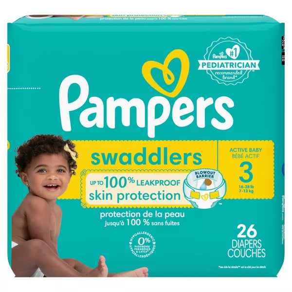 Pampers Swaddlers Active Baby Diaper Size 3-26  Count