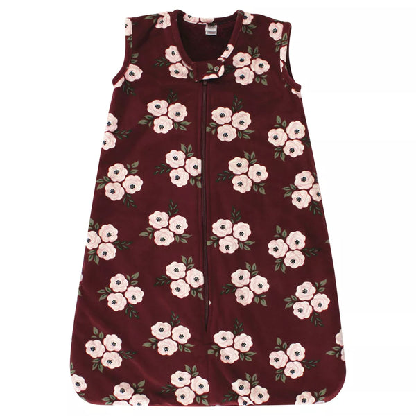 Hudson Baby Plush Faux Fur Wearable Blanket, Burgundy Floral